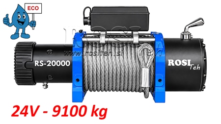 24 V ELEKTRISK VINSCH RS-20000 - 9100 KG - STÅLVAJER - ECO