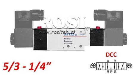 PNEUMATICKÝ ELEKTRO VENTIL 5/3 BISTABILNÝ 1/4 PRT-0853-DCC