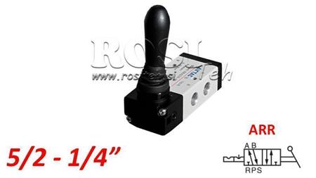 PNEUMATISK MANUELL VENTIL 5/2 1/4 PRT-0852-ARR MANUELL RETUR