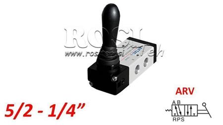 PNEUMATIKUS KÉZI SZELEP 5/2 1/4 PRT-0852-ARV VISSZATÉRŐ TAVASZAL