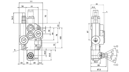 MANUELL HYDRAULISK VENTIL MONOBLOCK 1xZ80 + FLYTLÄGE