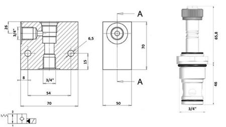 2-VÄGS VENTIL 3/4 (NEJ) 12V - 150lit - diagram