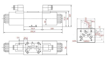 HYDRAULISK ELEKTROMAGNETISK VENTIL KV-4/3 CETOP 5 12/24/230V N6