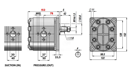 HYDRAULISK PUMP GR.3 55 CC VÄNSTER - FLANGE