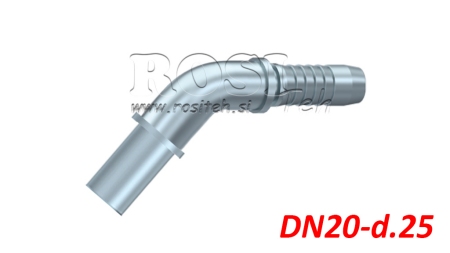 HYDRAULICKÁ PRÍPOJKA RÚRKOVÝ PRECHOD – KOLENO 45° DN20-d.25