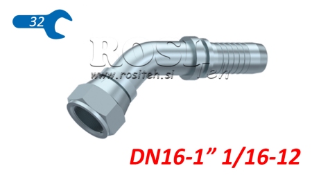 HYDRAULISK ANSLUTNING DKJ JIC74° HON ELBOW 45° DN16-1 1/16-12