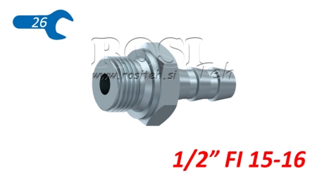 HYDRAULISK HANEANSLUTNING 1/2 FÖR GUMMISLANG Φ 15-16