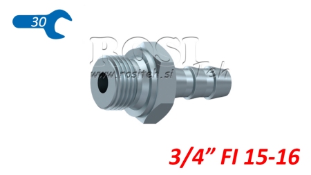 HYDRAULISK HANEANSLUTNING 3/4 FÖR GUMMISLANG Φ 15-16