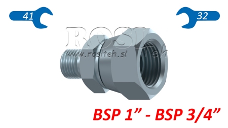 RIDUTTORE IDRAULICO CON DADO GIREVOLE BSP  1-BSP 3/4