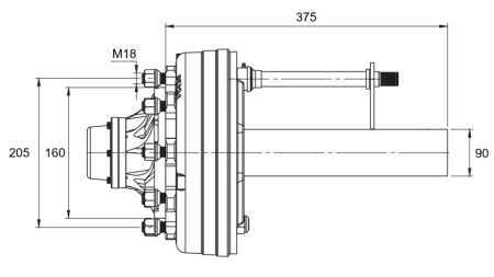 SEMIALBERO CON FRENI - 5250 kg (6 VITI) - 290 mm