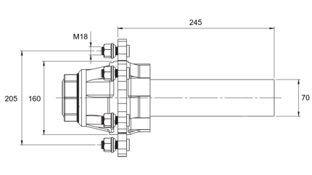 HALVAXEL UTAN BROMSAR - 3600 kg (6 SKRUVAR) - 245 mm