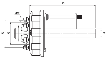 SEMIEJE CON FRENOS - 450 kg (4 TORNILLOS) - 145 mm