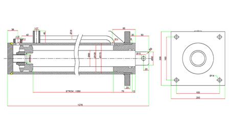 HYDRAULCYLINDER FÖR VEDKLYV MED MONTERINGSPLATTA100/60-1050 - ÖVRE ANSLUTNING