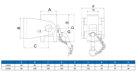 Gaffelbeslag för tippvagn caisson 80x100mm ECO