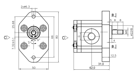 HYDRAULIKPUMPE 00C1X032 GR.0 - 1cc - RECHTS