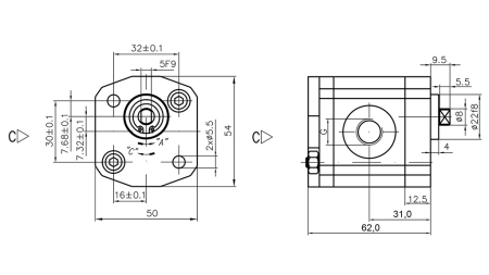 HYDRAULIKPUMPE 00C1X033 GR.0 - 1cc - RECHTS