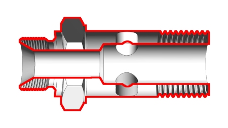 HYDRAULISK BANJOBULT BSP 3/8 MED FÖRLÄNGD GÄNGA BSP 1/4
