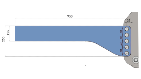 YLEISMALLINEN ASENNUSKONSOLI TRAKTORIN ETUHYDRAULIIKALLE CAT. 2 & CAT. 3 (950 mm)
