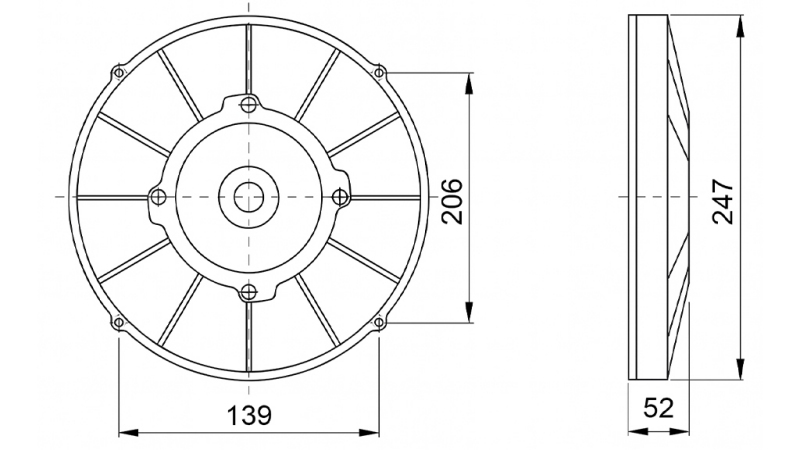 AXIALFLÄKT 225MM TRYCKANDE 12V