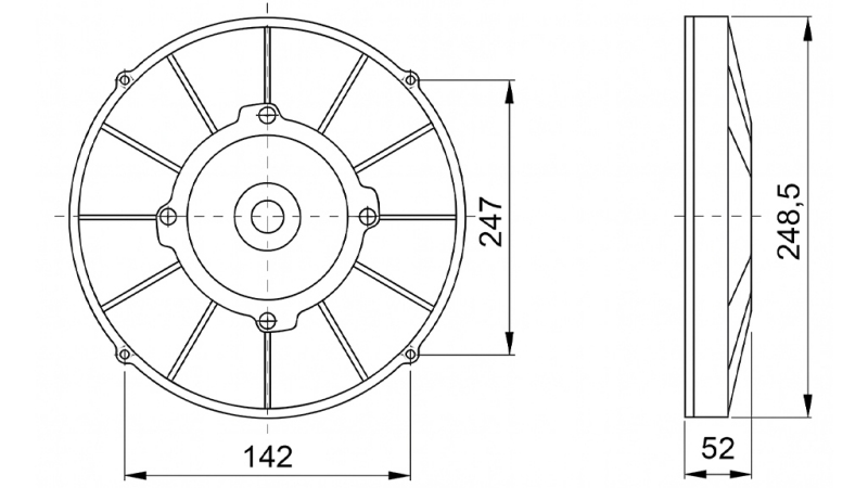 AXIALFLÄKT 255MM DRAGANDE 24V
