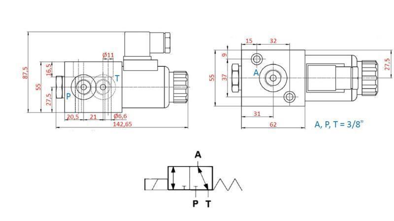 3-VÄGSVENTIL 3/8 24V - 50lit