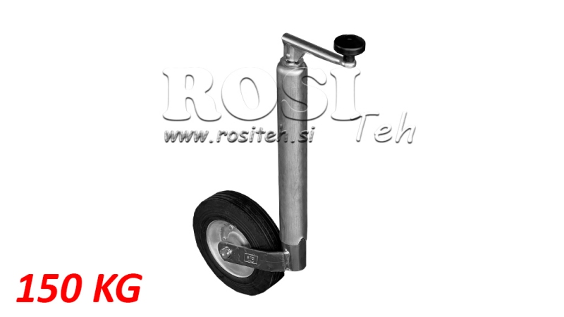 PIE DE SOPORTE ROSCADO CON RUEDA PARA REMOLQUES 220MM 150KG