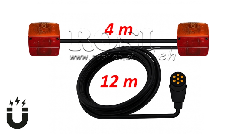 SET AV MAGNETISKA LAMPOR MED KABEL 12M+4M