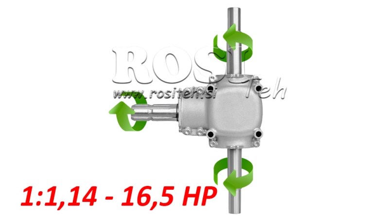 VINKELVÄXELLÅDA DUBBELAXEL 1:1.14 (16.5HP-12KW)