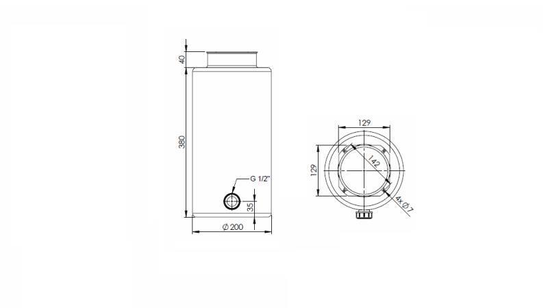 METALLTANK ROLL PP 12 LITER HORIZONTAL-VERTIKAL - Abmessungen