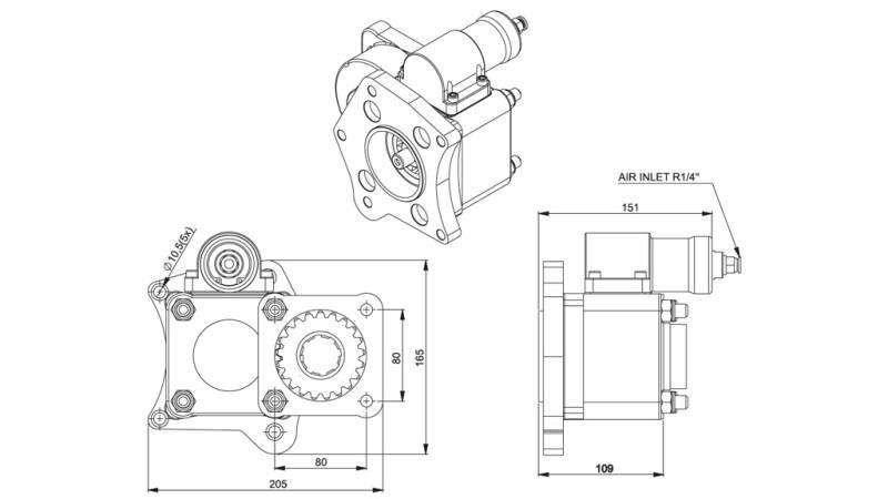 Dimensioner UTGÅNG FÖR HYDRAULISK PUMP - MERCEDES 352-2