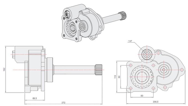 Technische Zeichnung HYDRAULIKPUMPE - MERCEDES G3/65-90 UNIMOG