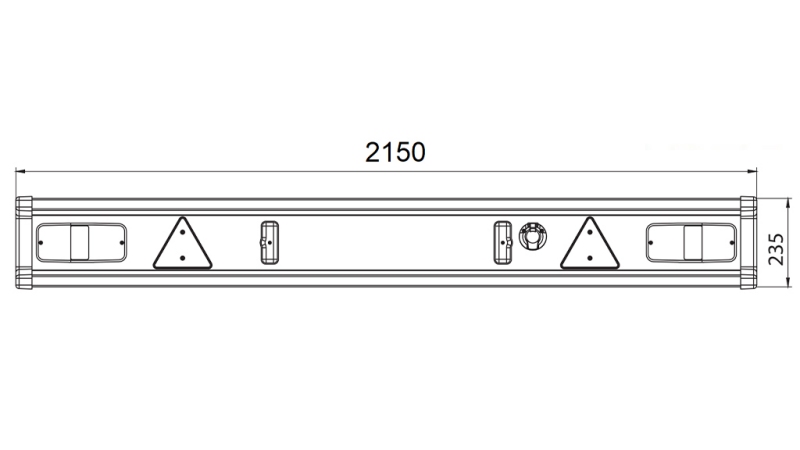 SLÄP BUMPER TÜV MODELL MED LAMPOR 2150mm