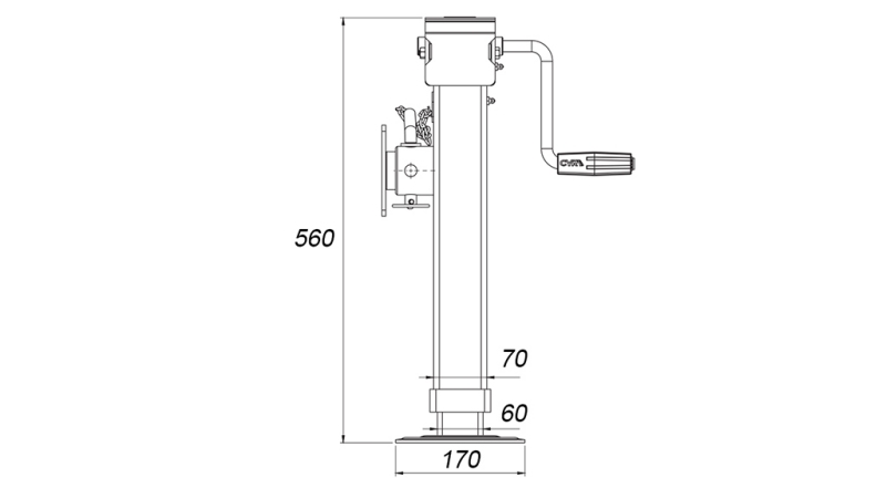 GEWINDESTÜTZE MIT FLANSCH 300mm - 3.000kg