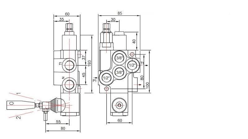HYDRAULISK VENTIL 1xP40 ENRIKTAD C1