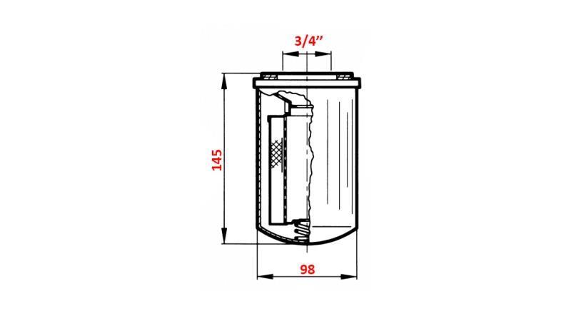 EINSATZ FÜR SOGFILTER 3/4 - 90u KURZ