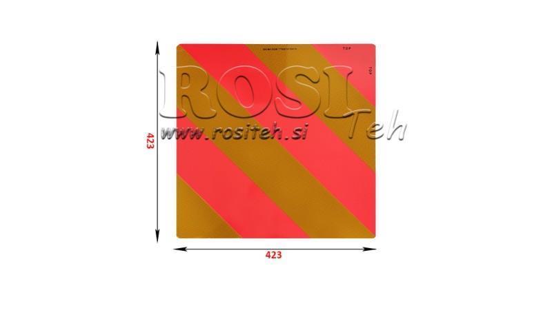 INSEGNA DI ALLERTA IN ALLUMINIO PER VEICOLI E RIMORCHI dim.423x423mm