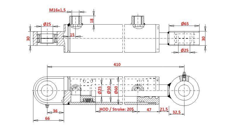 HYDRAULIKLENKZYLINDER ZETOR 7245
