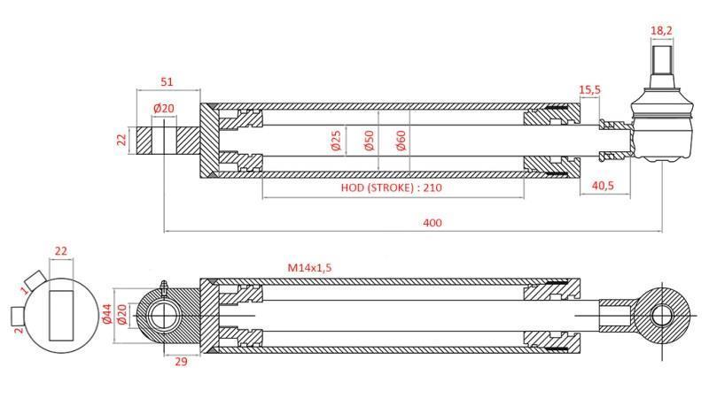 HYDRAULIKLENKZYLINDER FIAT-NEW HOLLAND OEM-5189888