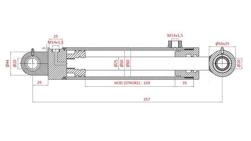 HYDRAULISK STYRNINGSCYLINDER FIAT-NEW HOLLAND OEM-4997919, 4998944, 4998945, 5110840, 5125262