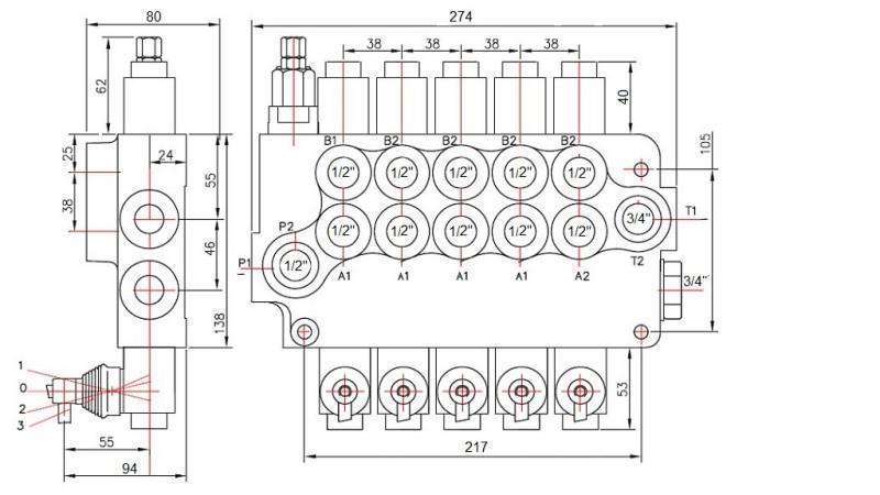 Hydraulikventil 5xP80