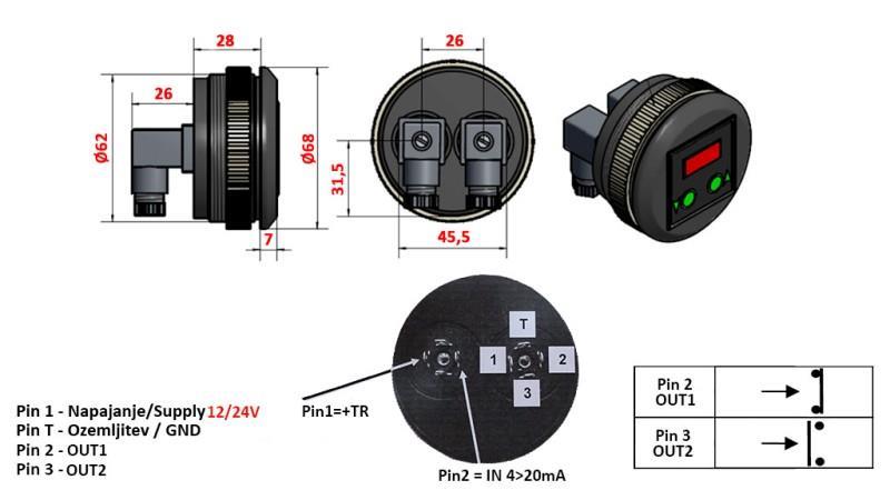 ELEKTRONICKÝ TLAKOVÝ SPÍNAČ S MANOMETROM KD59 0-400 BAR