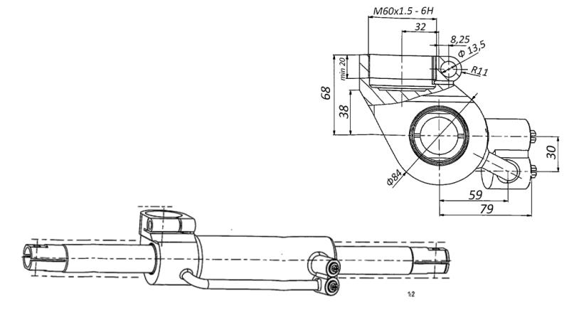 HYDRAULISK STYRNINGSCYLINDER MASSEY FERGUSON OEM-6202491M91