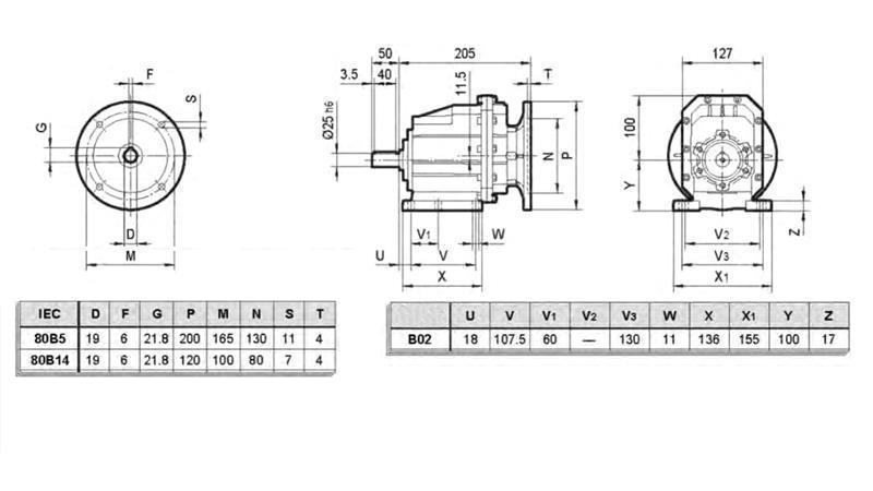 ERC02 REDUKTOR ELEKTROMOS MOTORHOZ MS80 (1.1-1.5kW) ARÁNY 24:1