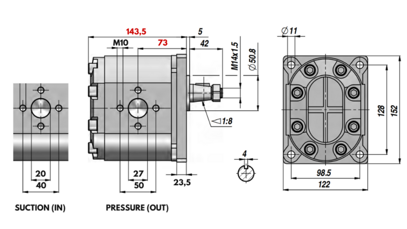 POMPA IDRAULICA GR.3 43 CC SINISTRA - FLANGE