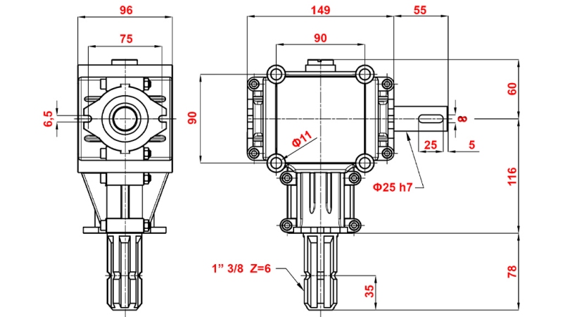 VÄXELLÅDA PTO 1:1.9 (14HP-10KW)
