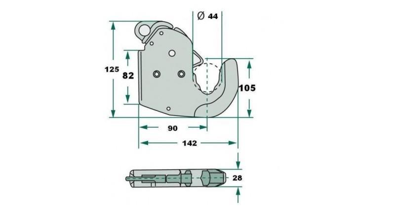 GANCIO AUTOMATICO PER ATTACCO IDRAULICO TRACTOR CAT.1 ECO - dimensioni