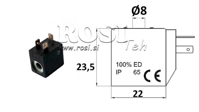 ELEKTROMAGNETISCHE SPULE 230VAC FÜR VENTIL - fi 8mm-23.5mm 3W