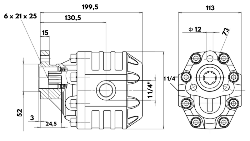 HYDRAULISK GJUTJÄRN PUMP UNI40-87CC-220 BAR VÄNSTER