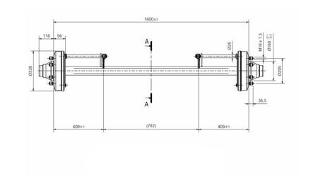 AKSEL TIL TRAILER 8300 kg MED BREMSER (1600 mm)