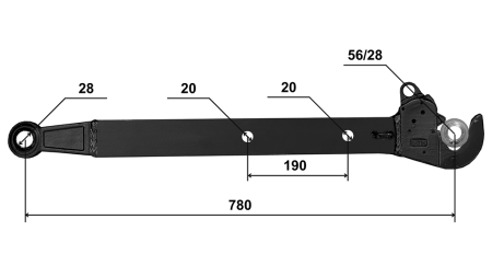 TRAKTOR LIFTARMAR TRE-PUNKTS LÄNKAR CBM 70X20 MM - 780MM UPP TILL 75HP